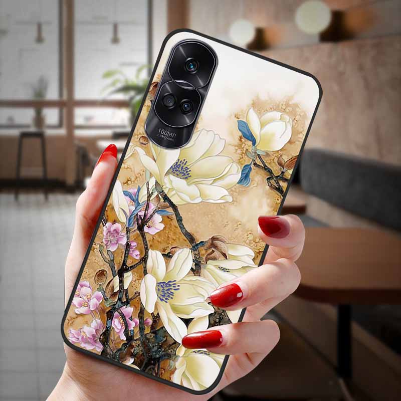 For Honor 90 Lite 5G Case 3D Flower Relief Emboss Silicon Back Cases For Honor 90 Cover Honor90 Pro 90Pro 90Lite Soft Protective