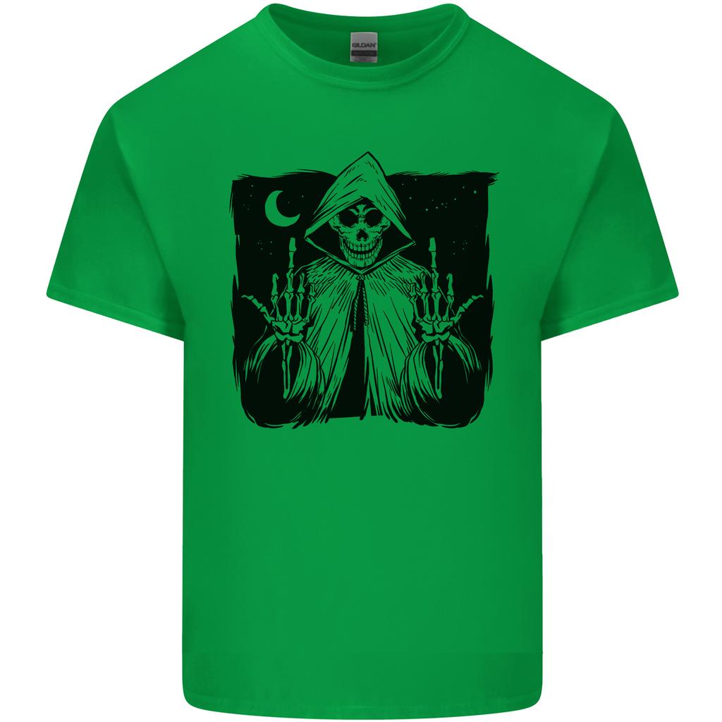 Grim Reaper Finger Flip Skull Biker Funny Unisexs Light Cotton TShirt