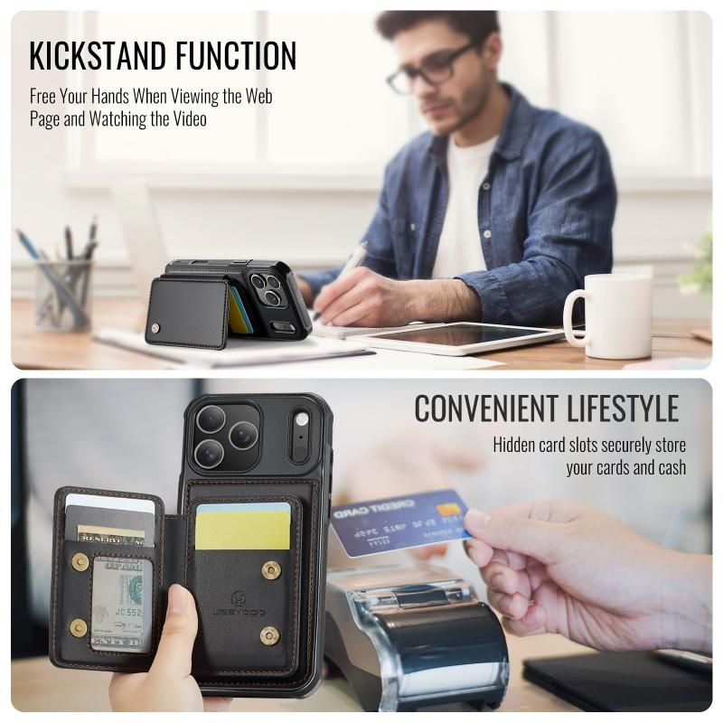 2 in 1 Removable Magnetic Wallet Case For iPhone 17 16 15 14 13 12 11 Pro Max Air Premium Leather RFID Card Slots Stand Cover