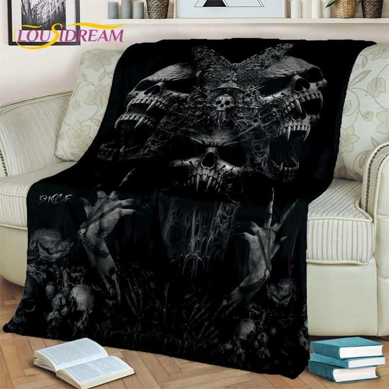 Horror Gothic Skull Ghost Cartoon  Blanket,Soft Throw Blanket for Home Bedroom Bed Sofa Picnic Travel Office Cover Blanket Kids