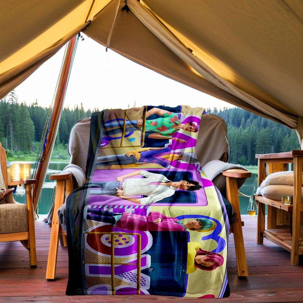

Vibrant Floral Print Casual Wear Set for Women Blanket Lightweight Flannel Throw Blanket for Sofa, Bed, Travel, Camping, Livingroom, Office 130x150cm