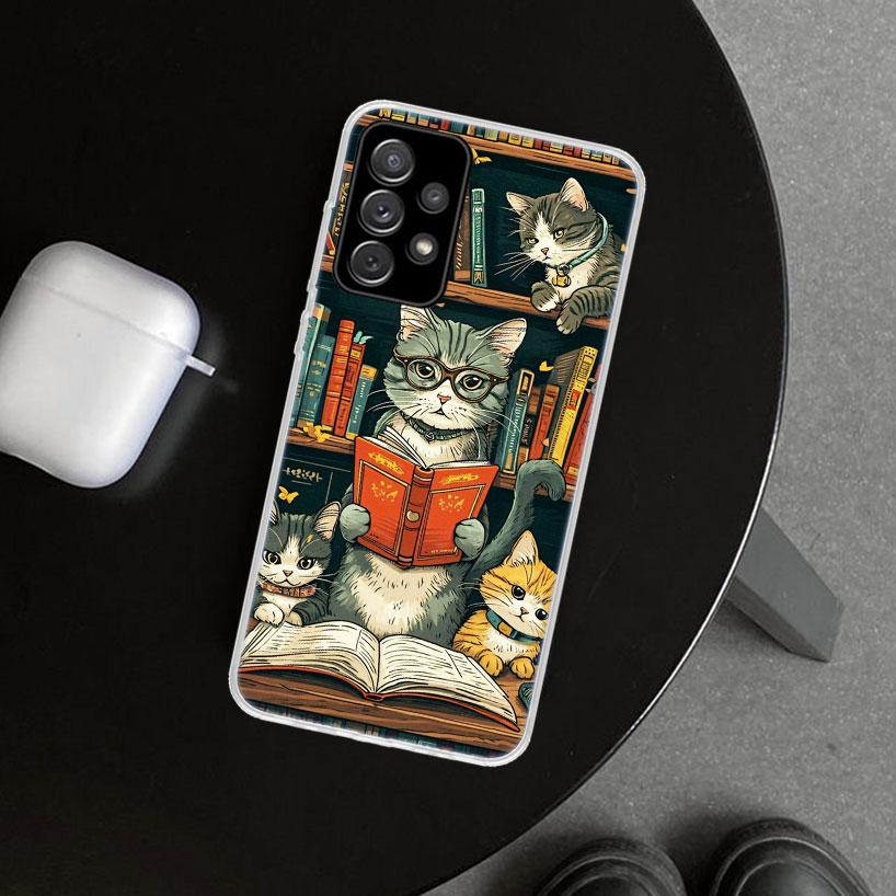Read Books Illustration Reading Phone Case Cover for Samsung Galaxy A12 A22 A32 A52 A72 A02S A51 A50S A31 A20S A10S Note 20 Ultr