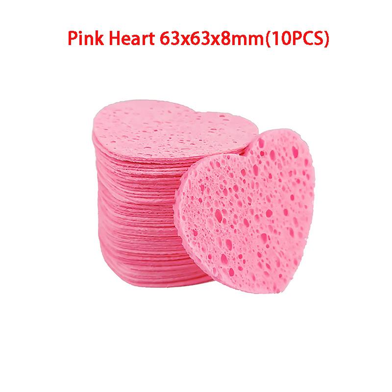 10Pcs Face Cleaning Sponge Pad Exfoliator Mask Facial Spa Massage Makeup Removal Thicker Compress Flower Heart Natural Cellulose