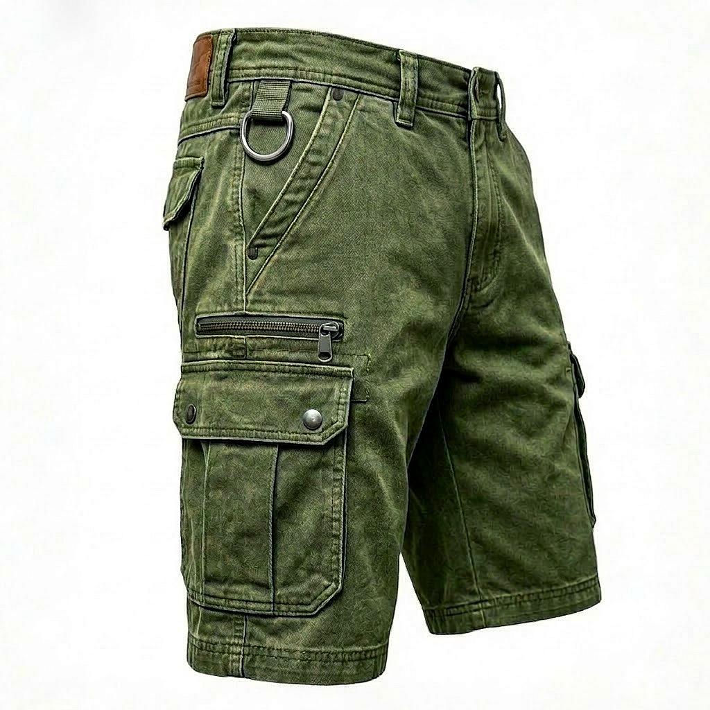 Vintage Multi-Pocket Cargoshorts Herren Lässig Einfarbige Lockere Gerade Shorts Frühling Sommer Herrenmode Knielange Hosen