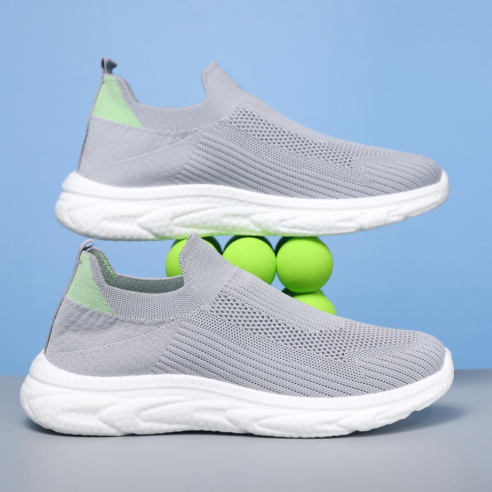 Обувь Мужская Летающая Сетка Дышащие Кроссовки Модные Носки Одна Педаль Мягкая Подошва — фото 8