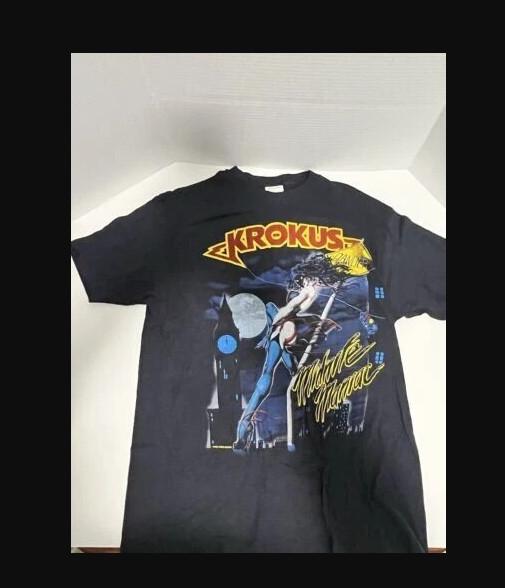Vintage Krokus 1984 Midnite Maniac Blitz Tour T-shirt size S-5XL M