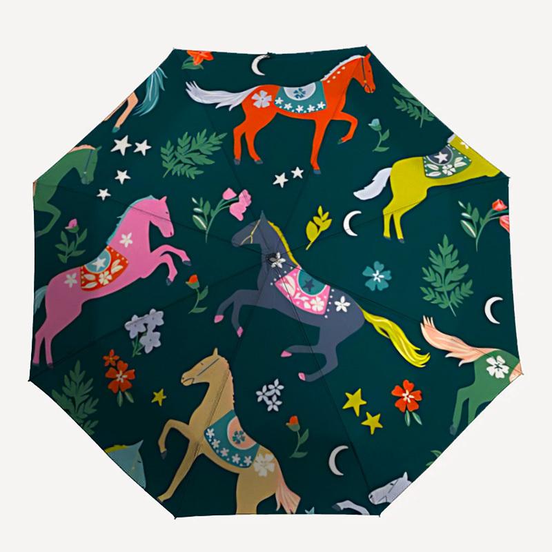 

1pc Horse Fantasy Auto Open/Close Umbrella Sturdy Iron Frame, Compact Travel UmbrellaIntricate Design Umbrella a0829069