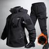 Pánská podzimní a zimní bunda Plus Samet Teplá Softshell Outdoor Kombinéza Nepromokavý Oblek
