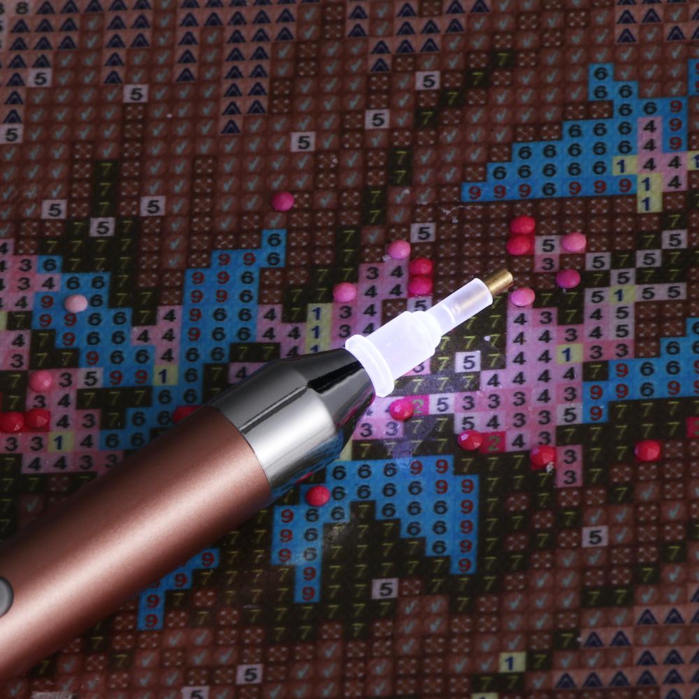 USB Rechargeable Lighting Point Drill Pen With 4 Heads For 5D Diamond Painting Pen Diamond Embroidery DIY Tools Accessories