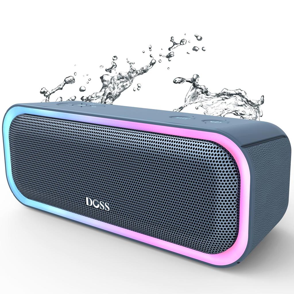 DOSS SoundBox Pro Bluetooth Enhanced Compact Bluetooth Speaker with 20 Hours of IPX6 Passive Wireless Card Suitable for Bathrooms and Outdoor Doors