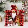 New Christmas decorations red and black plaid handbag apple bag arrangement gift bag candy bag red and black plaid gift bag snowman