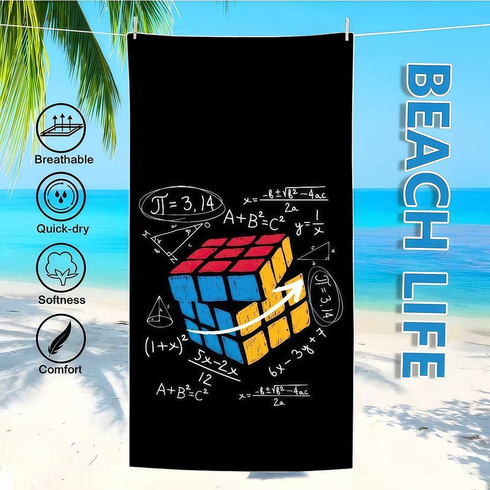 R-RubiksS C-CubeS Towel Textile Bathrobe Beach Quick-Drying Lightweight Portable Camping Swim Pool Travel