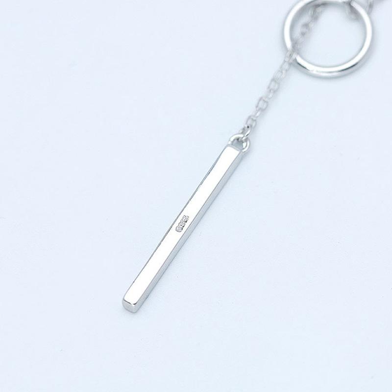 Verkauf von echten 925 Sterling Silber Kreis Streifen lange O-Kette Halskette edlen Schmuck Halsband für Frauen Hochzeitsgeschenk Nk001