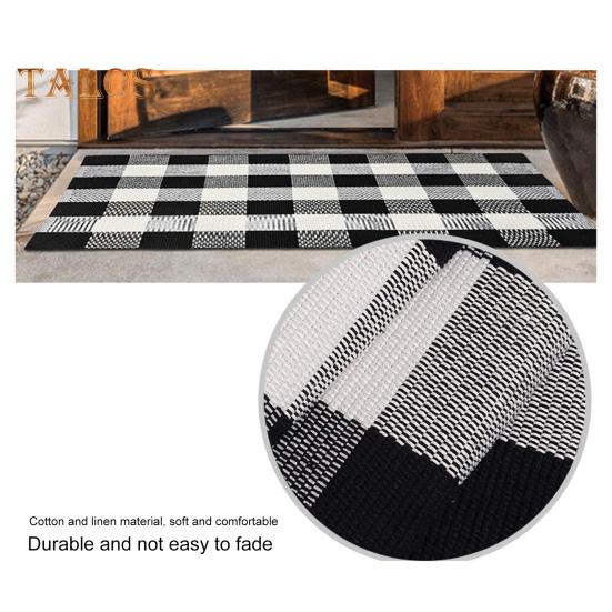 Bathroom Floor Mat Quick Absorbent Quick-Drying Anti-Slip Colorblock Plaid Printing Manual Braided Multipurpose Bath Shower Sink Kitchen Carpet