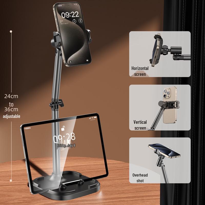 Desktop Telescopic Adjustable Phone & Tablet Selfie Stand for Live Streaming