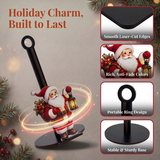 Rustic Winter Home Accessories Christmas Wooden Paper Towel Holder, Decorative Vertical Roll Dispenser, Gift for Stable Weighted Base Organizer