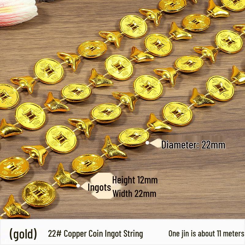 Lanț cu Mărgele Aurii și Argintii: Decorațiune Pom de Crăciun & Șir Decorativ DIY