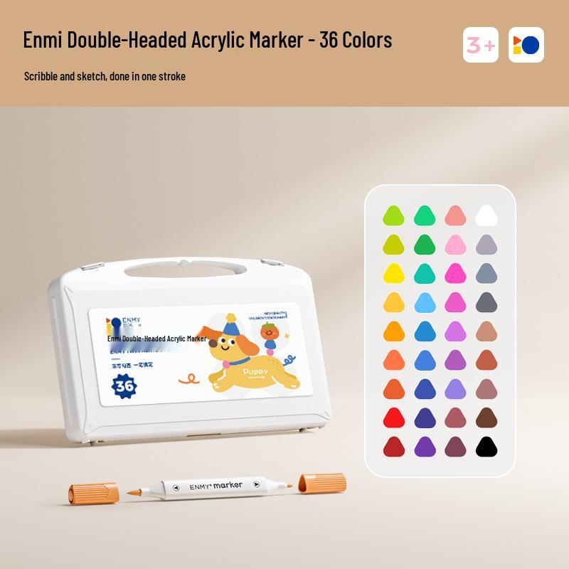 Enmi Double-Headed Washable Acrylic Marker for Students - Soft & Hard Tips