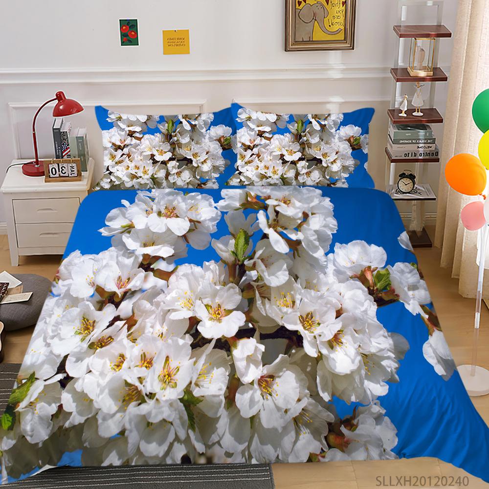 3D-Bettwäsche mit kleinem Gänseblümchenmuster, Einzelbett, Doppelbett, volle Größe, Pflanzen-Chrysanthemen-Muster, Kissenbezug und Bettbezug, 2 oder 3 bequeme Heimdekoration