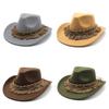 Sombrero de Fieltro Estilo Étnico Vintage con Ala Ancha Para Hombres Mujeres Protección Solar de Verano