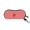 Portable Felt Sunglasses Pouch Soft Shockproof Zipper Eyeglass Case with Metal Clip Check Pattern Printed Eyewear Storage Bag