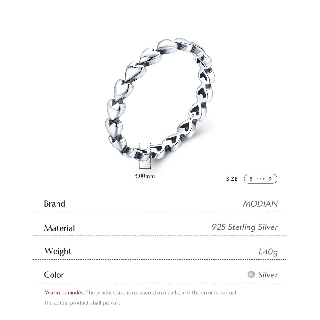 Classic Vintage Heart To Heart Ring 100% 925 Sterling Silver Stackable Simple Finger Rings For Women Fine Jewelry Anillo
