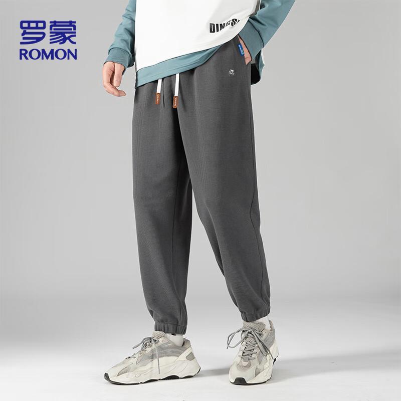 ROMON Men's Waffle Grid Casual Jogger Pants