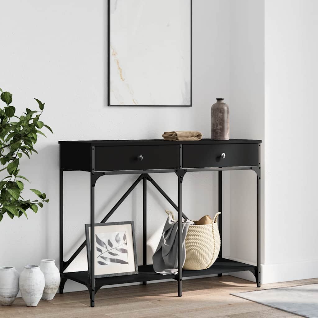 Console Table Black 100 X 39 X 78.5 Cm Engineered Wood