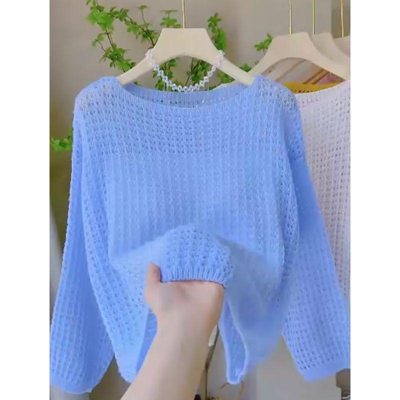 Women's Lightweight Sheer Knit Cardigan - Loose Fit, Long Sleeve, Sun Protection for Spring/Summer