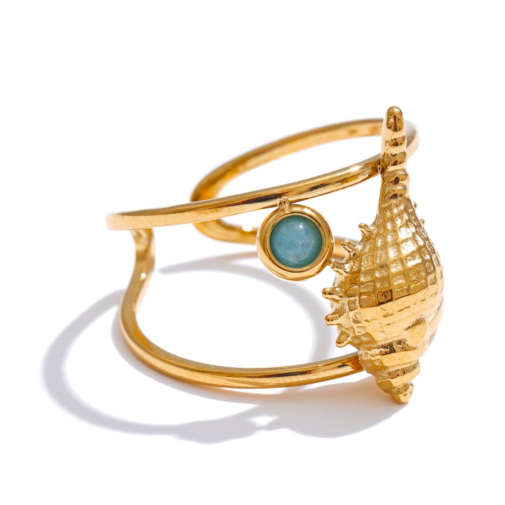 Eetit Ocean Style Seahorse Starfish Shell Open Adjustable Ring PVD Plated Golden Holiday Finger Adjustable Jewelry Wholesale