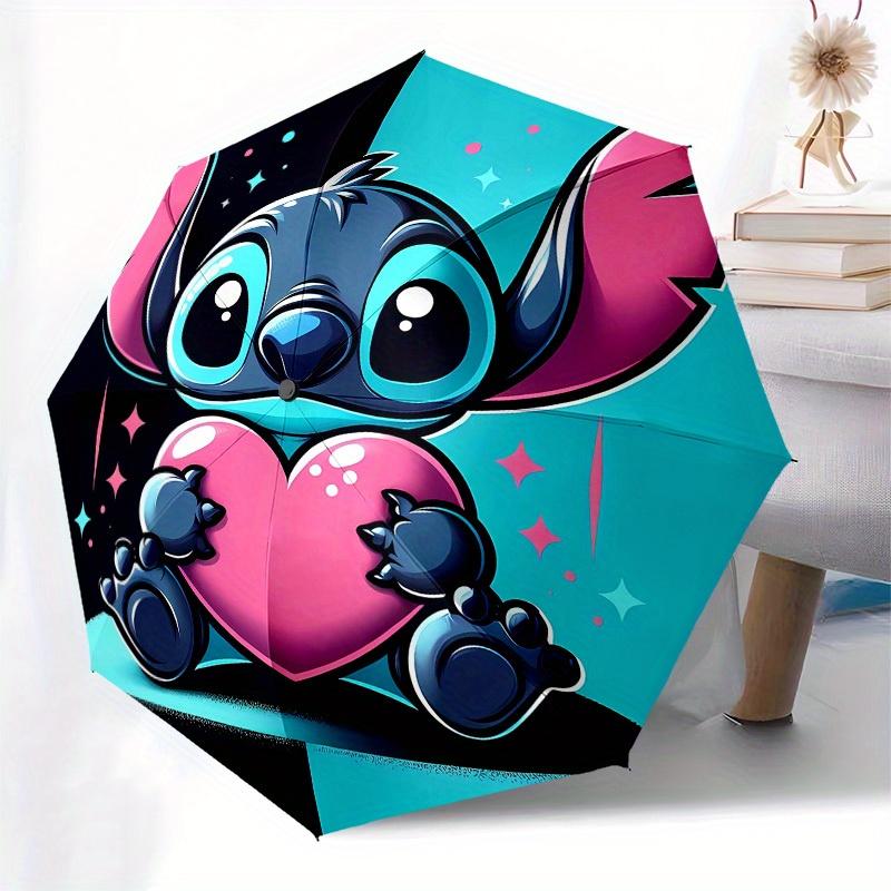 1pc Stitch Heart Pattern Automatic Open/Close Umbrella, Umbrella with cartoon Design, graduate Gift-N0704002