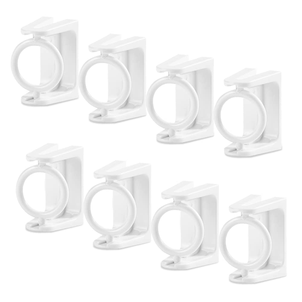4PCS No Drill 360° Rotating Curtain Rod Brackets Self Adhesive Adjustable Curtain Rod Holders for Rods up to 2.5cm, White