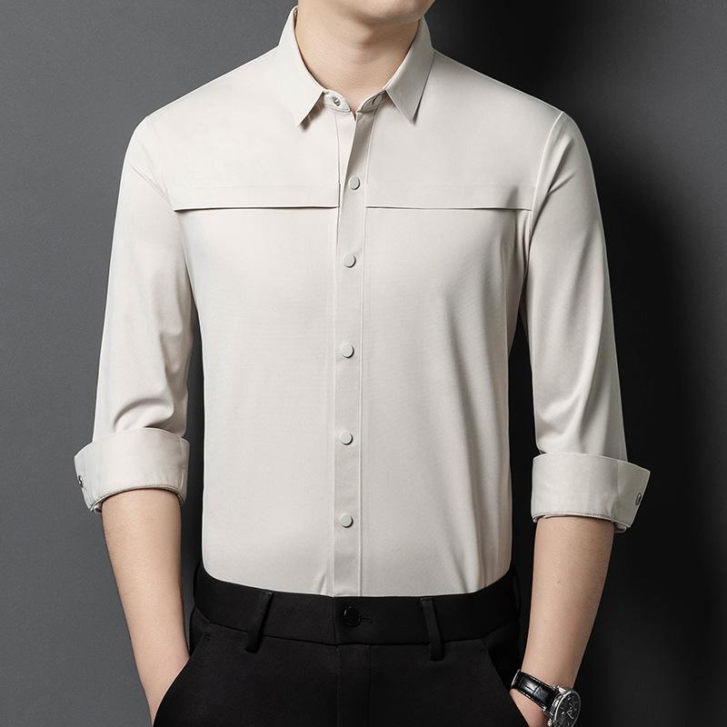 Spring and Autumn Men's Casual Shirt Men's High-end Casual and Versatile High-end Commuter Shirt Men's Long Sleeve Daddy Outfit