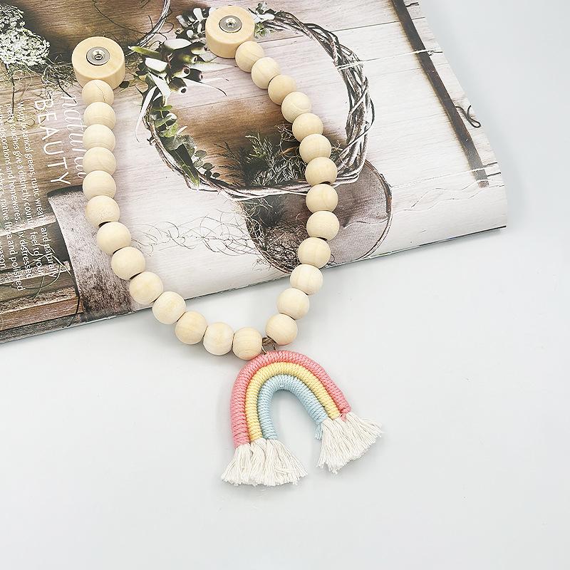 Fashionable Cartoon Rainbow Flow Rosewood Bead Curtain Magnetic Buckle Home Curtain Magnetic Binding Strap Binding Rope
