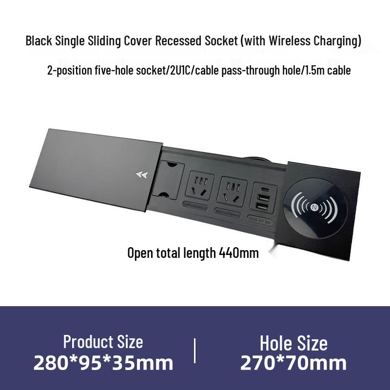 Office Desktop Sliding Cover USB Network Socket Power Strip