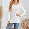 Women's Fashion Casual Solid Color Puff Sleeve Long Sleeve Top T-shirt