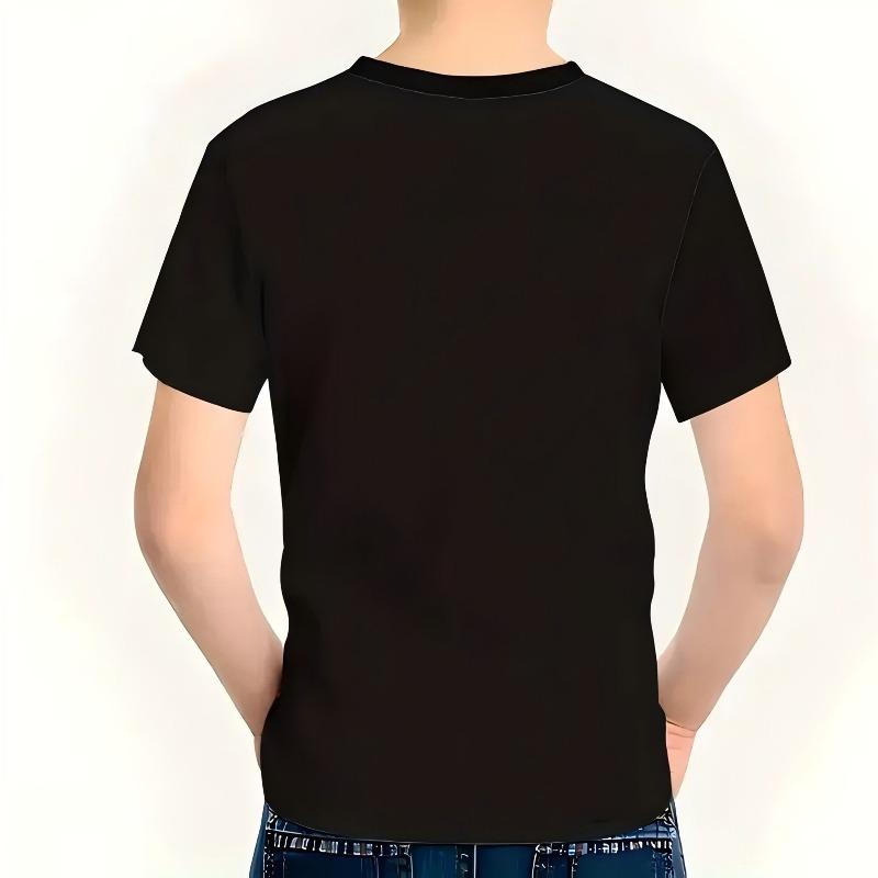 Kids Crewneck Short Sleeve T-Shirt, Stylish Colorful "BAAM SCHULKIND" Letter Print Summer Tee