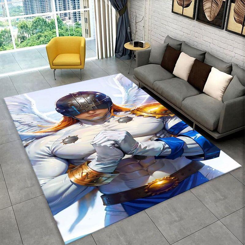 Digimon Adventure Angewomon Agumon Cartoon Carpet Rug for Bedroom Living Room Sofa Doormat Home Decor,Kid Area Rug Non-slip