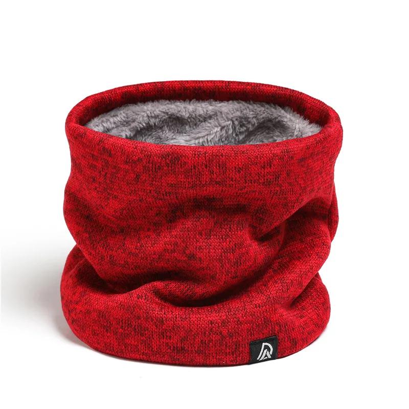 Sciarpa a collo in maglia tinta unita per uomo e donna Unisex Fodera in pile Autunno Inverno Sciarpe calde per il collo Spessa Bufanda Sciarpa-maschera Anello Sciarpa