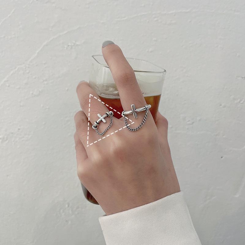 Smiley Face Chain S925 Silver Adjustable Ring - Unique High-Grade Design for Women