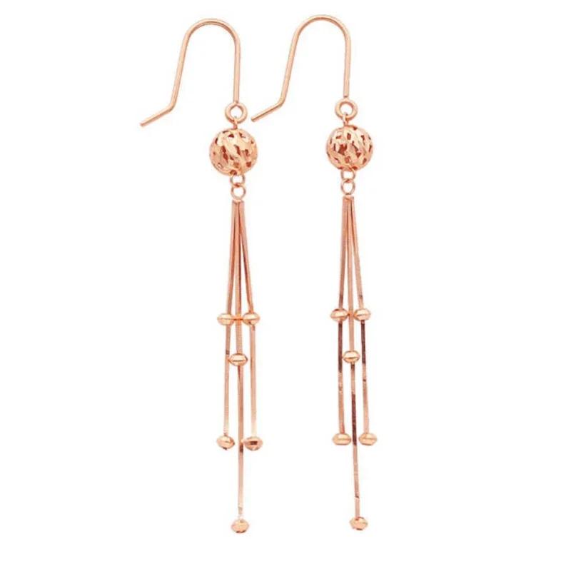 Fashion Light Luxury Bead Earrings for Women Snake Bone Chain Tassel Long Earings Classic Copper Plated Rose Gold Zircon
