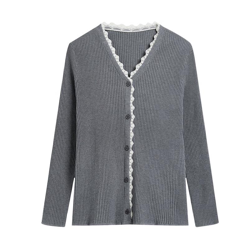 Damen Schicker Spitzen-Patchwork-Strickcardigan