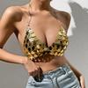 Damen Herz Metallkette Neckholder Party Crop Top