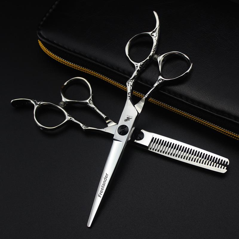 6.0-Inch Glossy Plum Blossom DL-20 Hairdressing Scissors, Straight Shears & Thinning Shears
