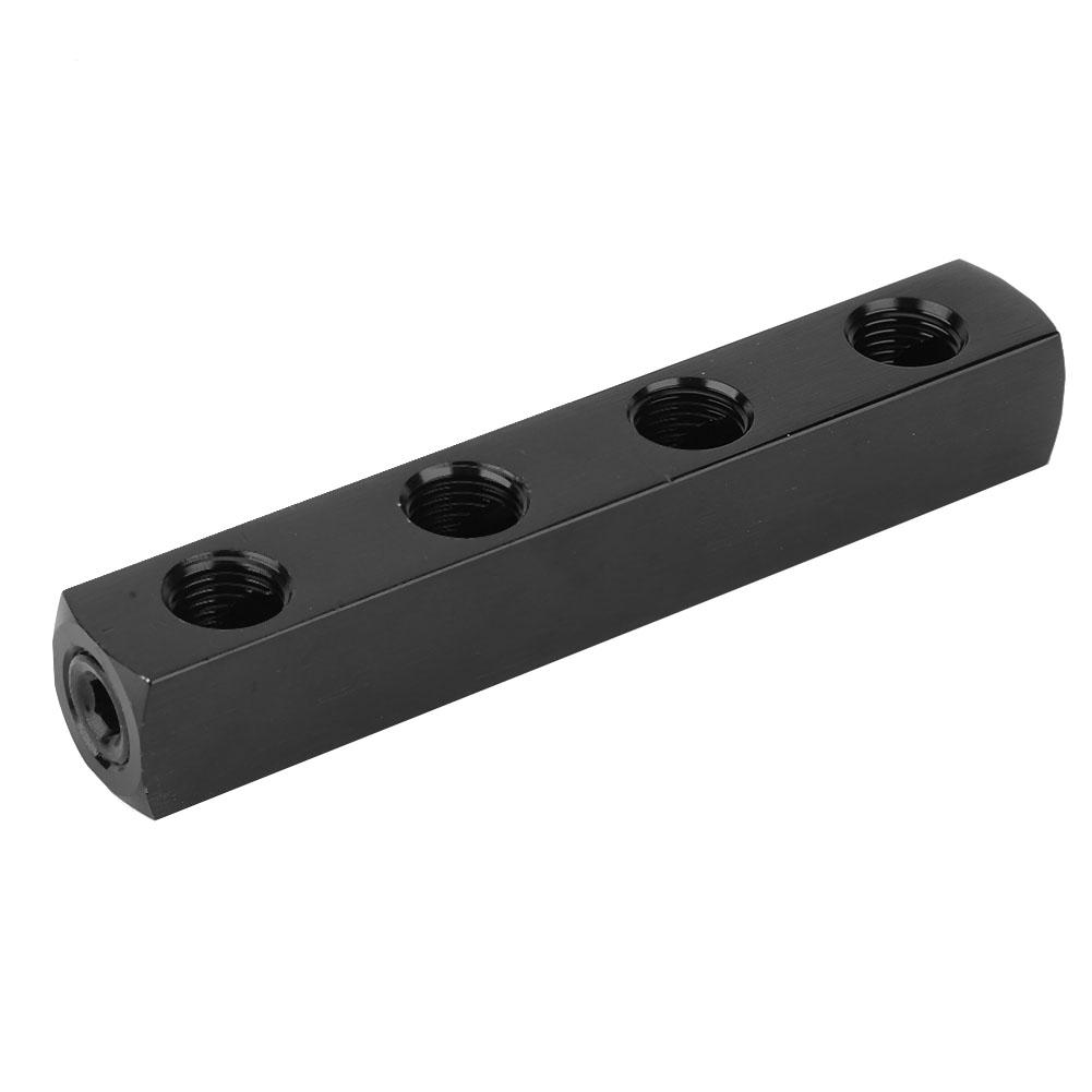 SUS304 Pneumatik-Luftschlauch Inline-Verteilerblock Verteiler 1/4 Zoll BSPP-Gewinde Schwarz 4-fach