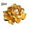 Peony Flower Pin Faux Pearl Brooch Alloy Floral Lapel