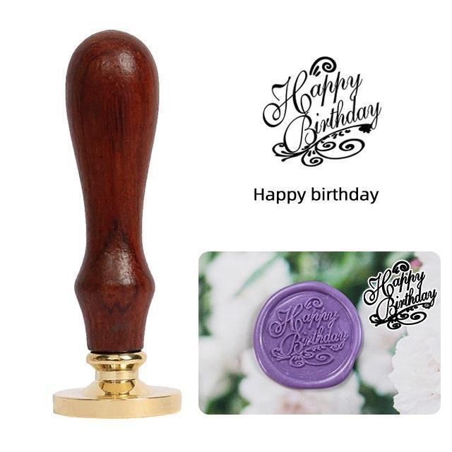 1 Pc Alphabet Pattern Wax Seal Stamps Retro Happy Birthday Antique Wooden Sealing Scrapbooking Wedding Decoration