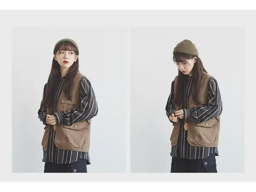 Trendy Unisex Vesty s Více Kapsami a Logem - Ležérní Pracovní Oděv pro Tanec a Fotografii