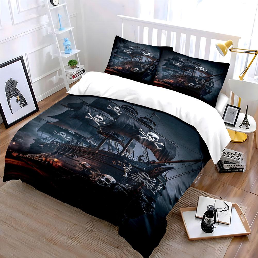 Pirate ship, skulls. Bedding sets Duvet cover sets Duvet covers Pillowcases(1* Duvet Cover 2* Pillowcases without duvet insert)