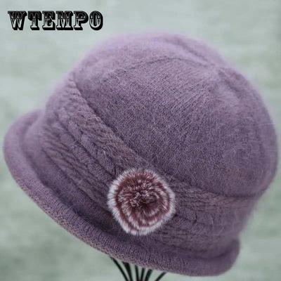 Middle-aged and Elderly Winter Hat Women Plus Velvet Warm Grandma Cotton Hat Winter Mother Knitted Woolen Hat Old Lady Hat